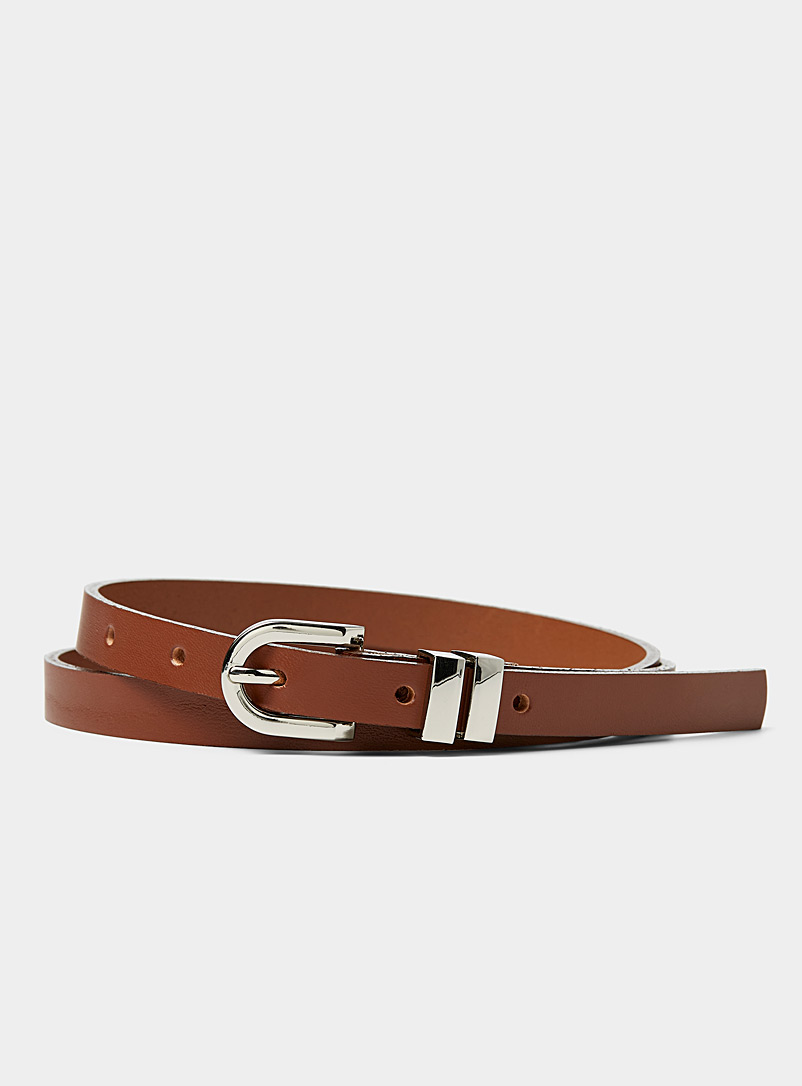 Simons Brown Skinny leather belt for women