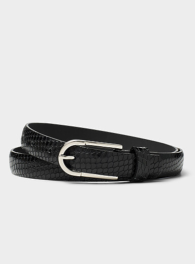 La fine ceinture cuir serpent lustr&eacute; boucle D
