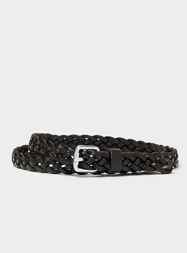 La fine ceinture cuir tress&eacute; boucle carr&eacute;e