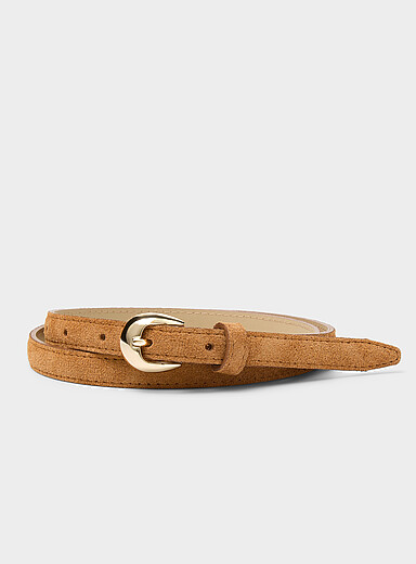 Simons: La fine ceinture su&egrave;de boucle D Miel - Chameau pour femme