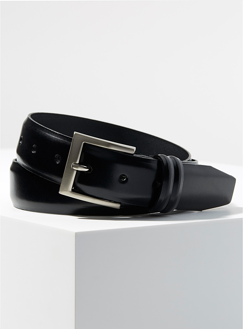 Le 31 Black Leather dress belt for men