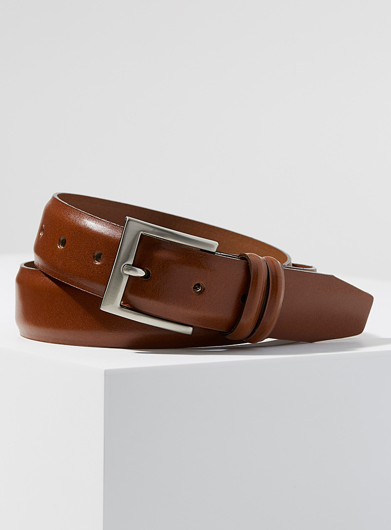 Le 31 Fawn Leather dress belt for men