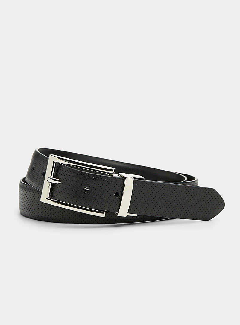 Le 31 Black Reversible perforated leather belt for men