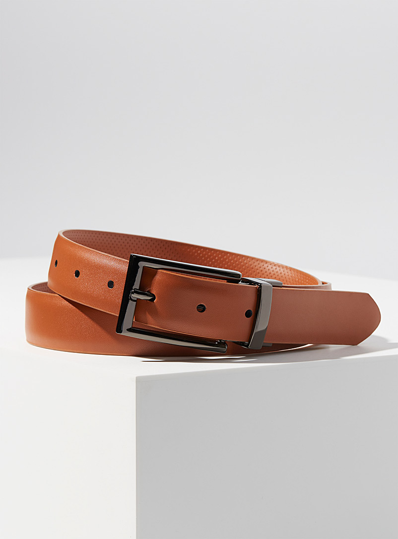 Le 31: La ceinture réversible cuir perforé Brun pour homme