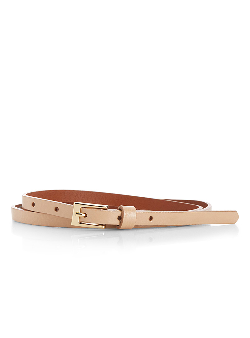 Ceinture Fine Femme En Cuir Véritable 2,2 Cm - Boucle Fer à Cheval Dorée - Fabriquée En Allemagne - Taille 80 à 120 - 9