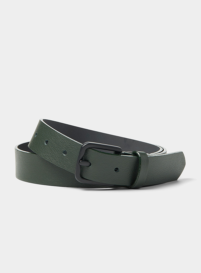 Le 31: La ceinture cuir essentielle Vert foncé-mousse-olive pour homme