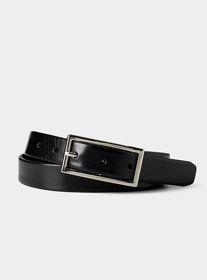 Simons: La ceinture cuir boucle allongée Noir pour femme