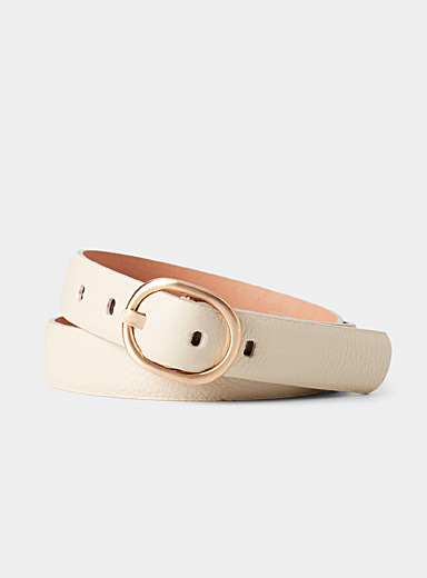 Gold oval-buckle leather belt