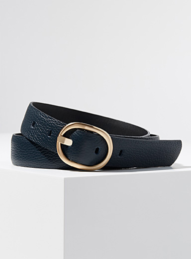 Simons: La ceinture cuir boucle ovale dor&eacute;e Bourgogne pour femme