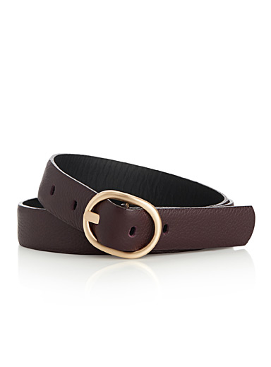 Simons: La ceinture cuir boucle ovale dor&eacute;e Bourgogne pour femme