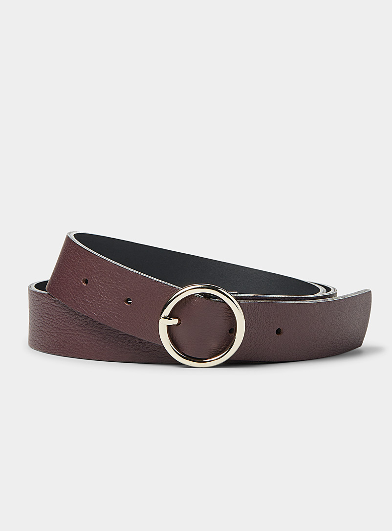 Simons Ruby Red Round-buckle belt for women