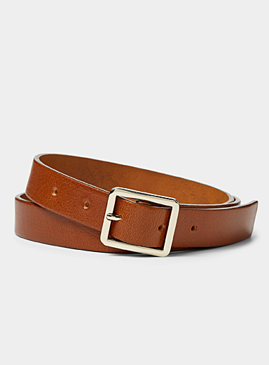 Square-buckle leather belt