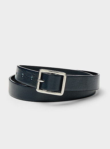 Simons: La ceinture cuir boucle carr&eacute;e Bleu marine - Bleu nuit pour femme