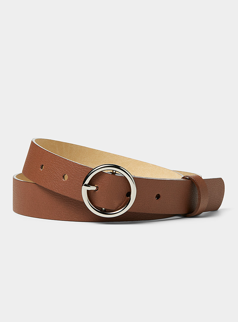Simons Brown Recycled round-buckle belt for women