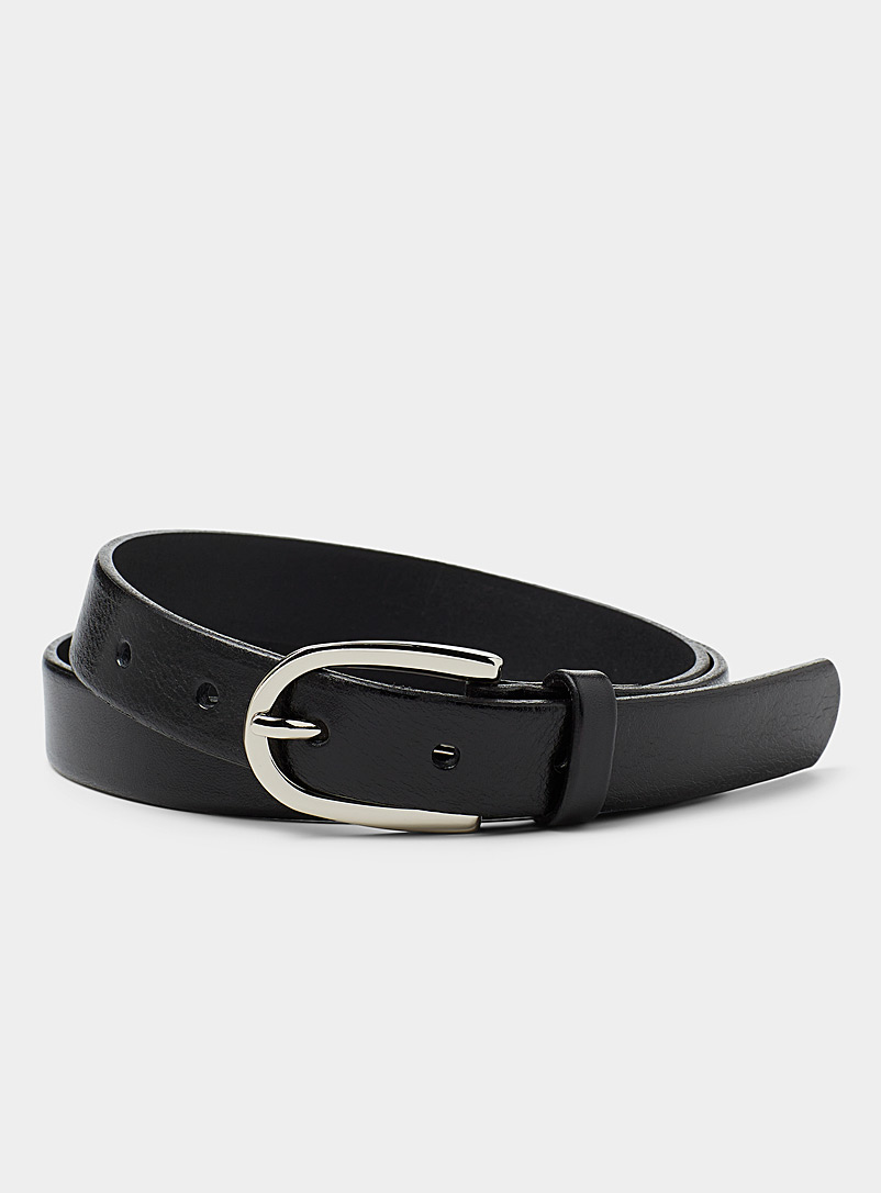 Simons Black Slim half-oval-buckle belt for women