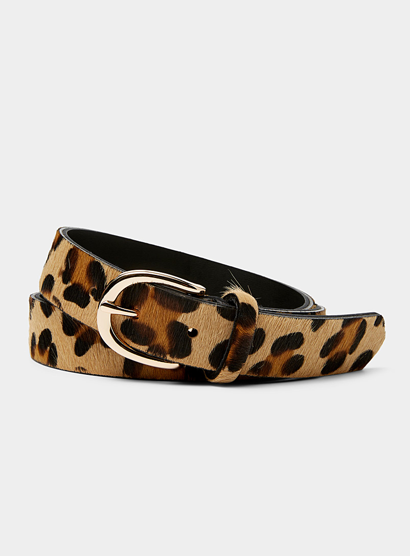 Simons Patterned Brown Leopard belt for women