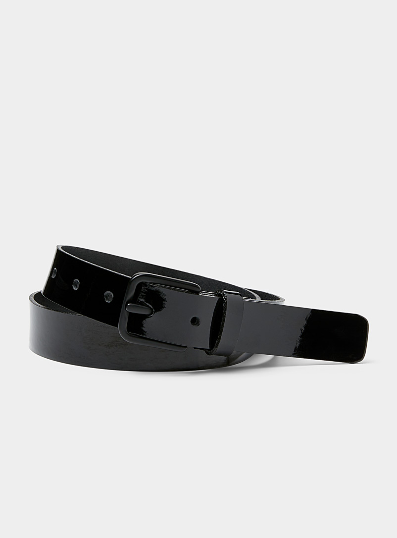 Le 31 Black Thin polished leather belt for men
