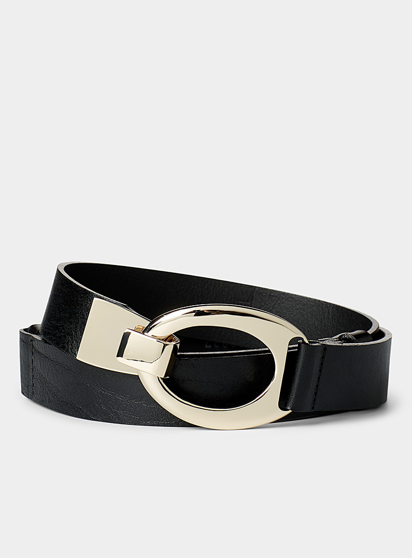 Simons Black Hook buckle leather belt for women