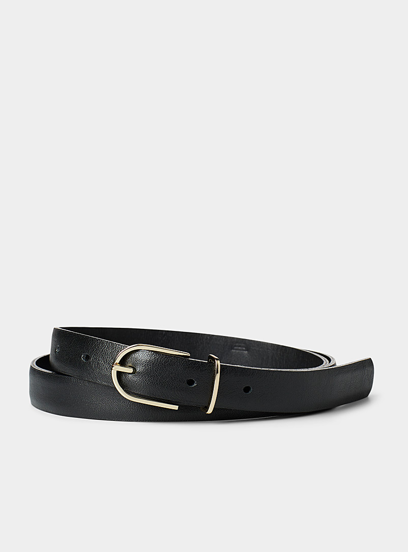 Simons Black Thin D-ring mini-buckle belt for women
