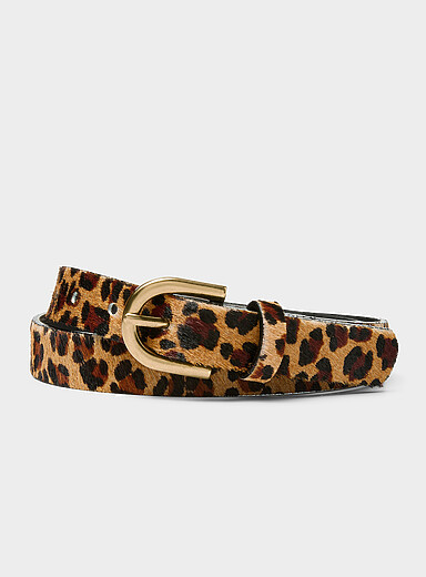 Spotted pony hair leather belt
