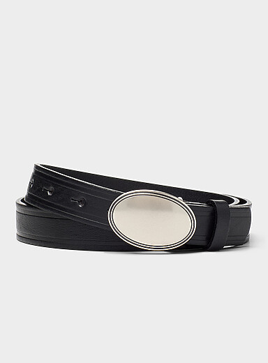 La ceinture cuir boucle ovale m&eacute;tal bross&eacute;