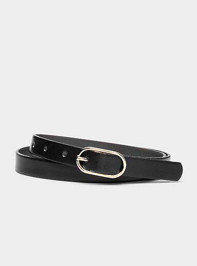 Simons: La fine ceinture cuir boucle ovale Noir pour femme