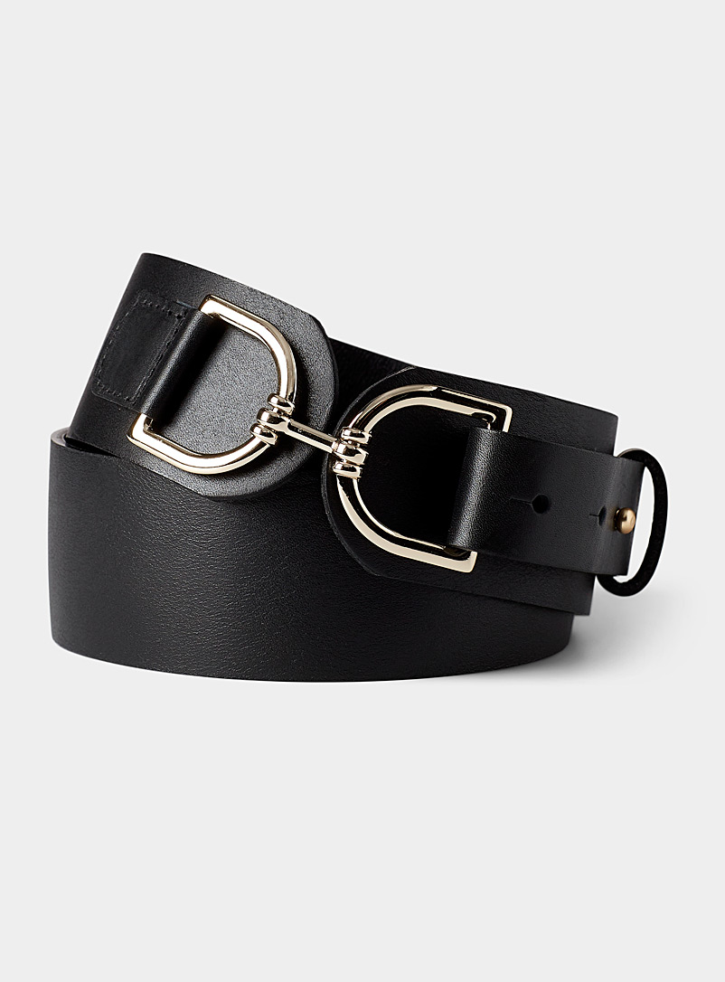 Simons: La ceinture corset boucle double Noir pour femme