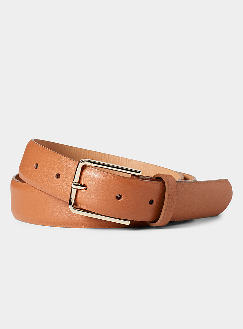 Simons Honey Rectangular buckle leather belt for women