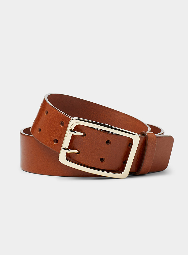 Simons Brown Gold-buckle wide belt for women