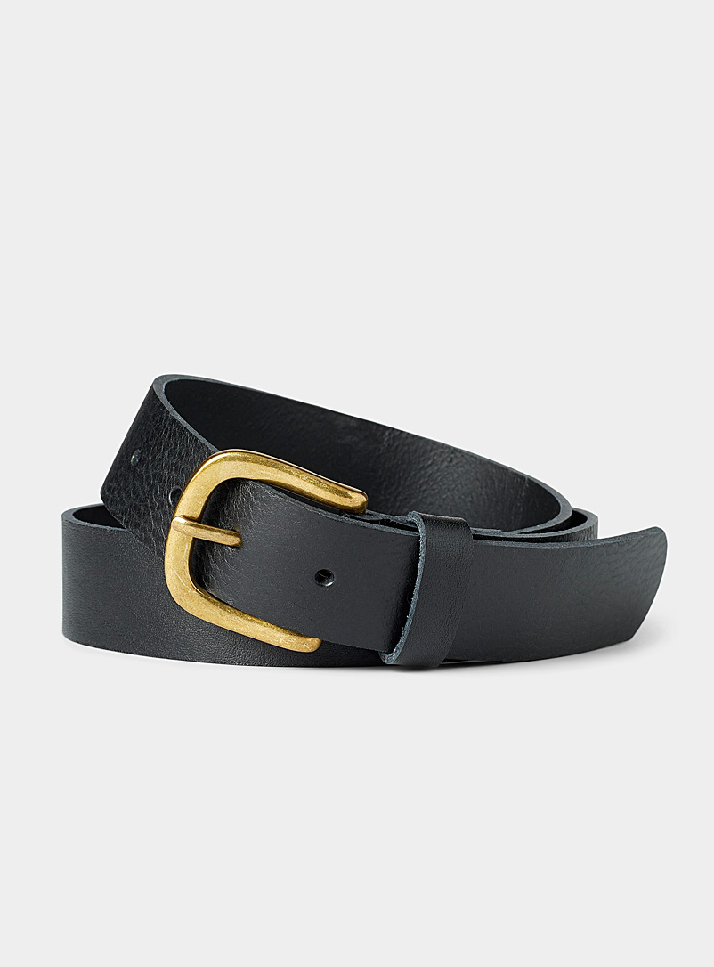 Simons Black Square-buckle wide leather belt for women