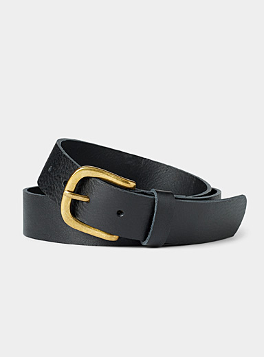 Simons: La ceinture cuir boucle carr&eacute;e bross&eacute; Noir pour femme