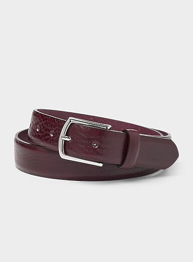 Le 31 Burgundy Textured leather belt <b>Made in Canada</b> for men