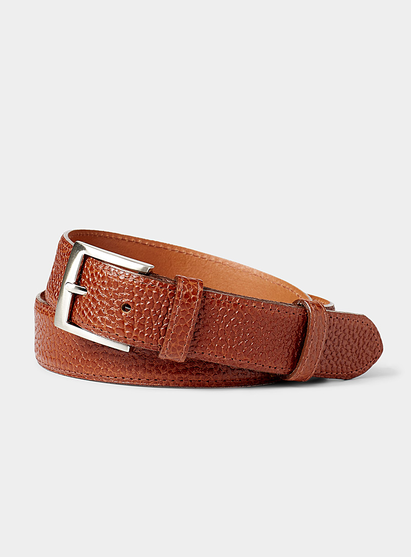 Le 31 Fawn Pebbled Italian leather belt for men