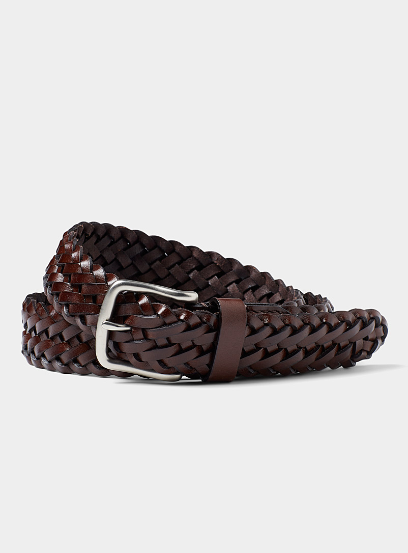 Le 31 Brown Braided leather belt for men