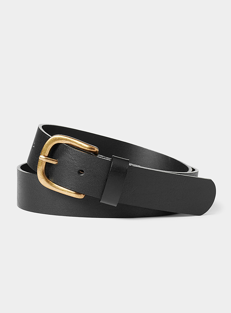 Le 31 Black Vintage-like Italian leather belt for men