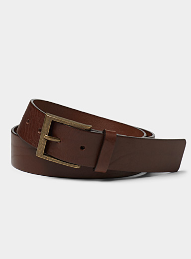Lee Buckle Solid Brass Belt Genuine Leather Brown, Men's Fashion