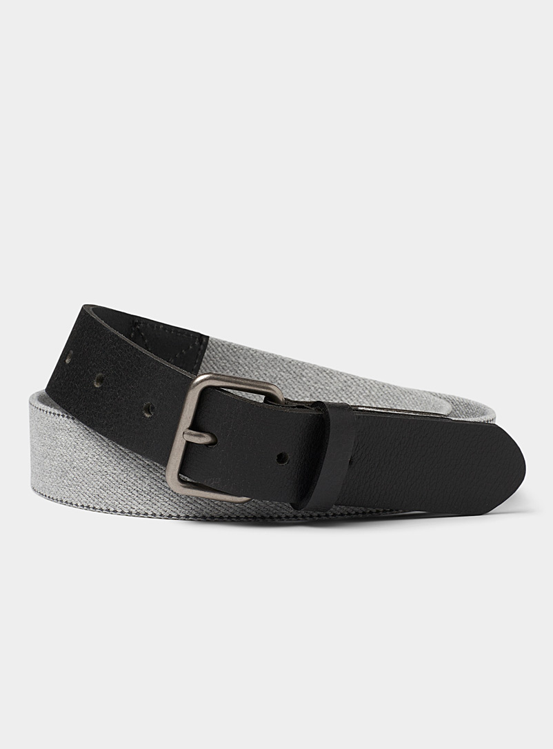 Le 31 Grey Leather-accent woven belt Made in Canada for men