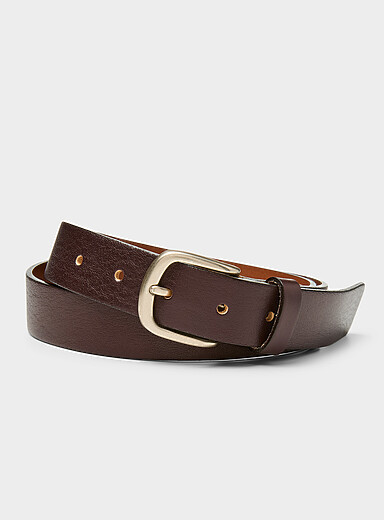 Simons Burgundy Brushed silver D-buckle soft leather belt for women