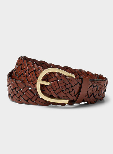 Antique-like buckle braided leather belt