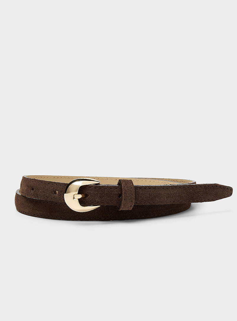 D-buckle thin suede belt product image (primary)