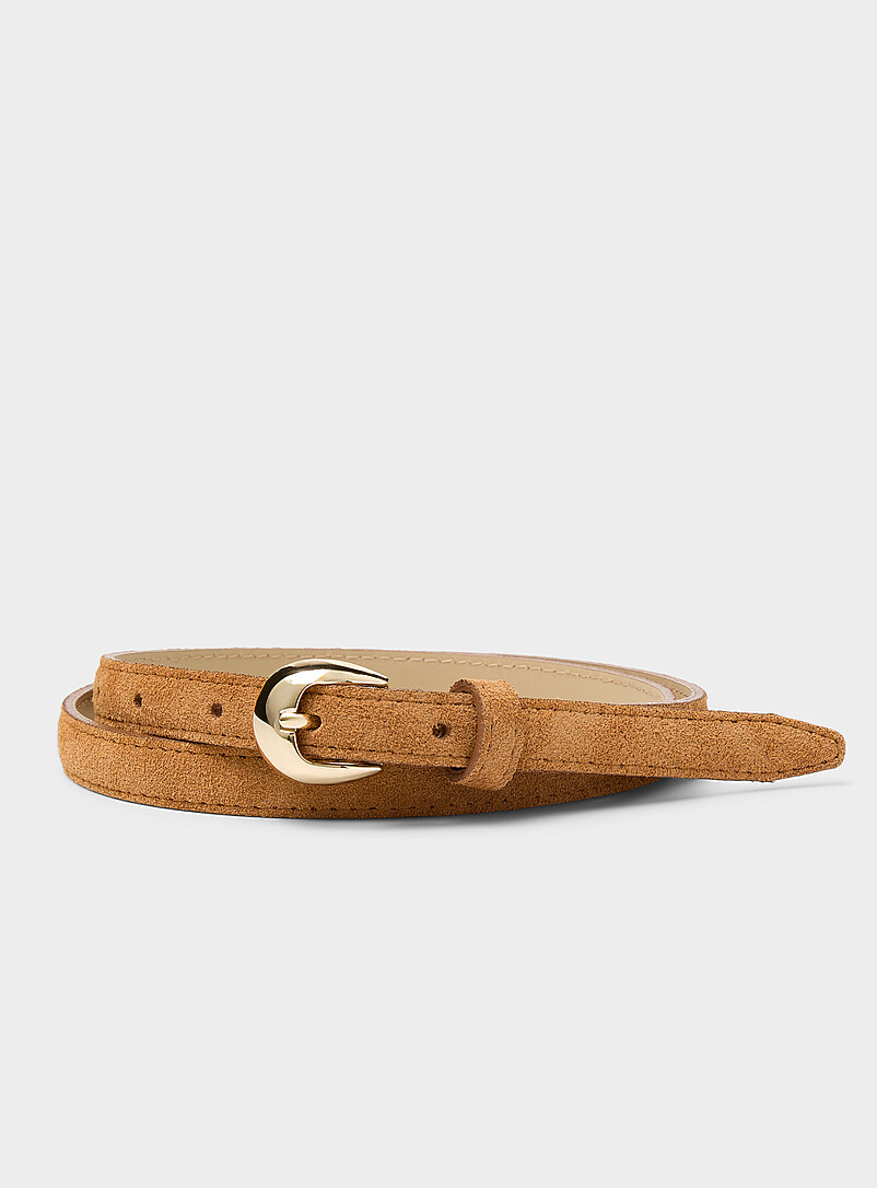 D-Buckle Thin Suede Belt