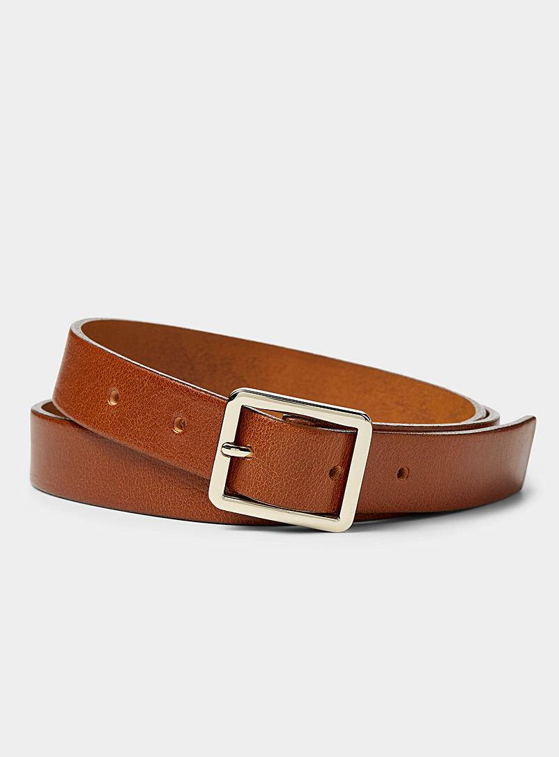 Square-buckle leather belt product image (primary)
