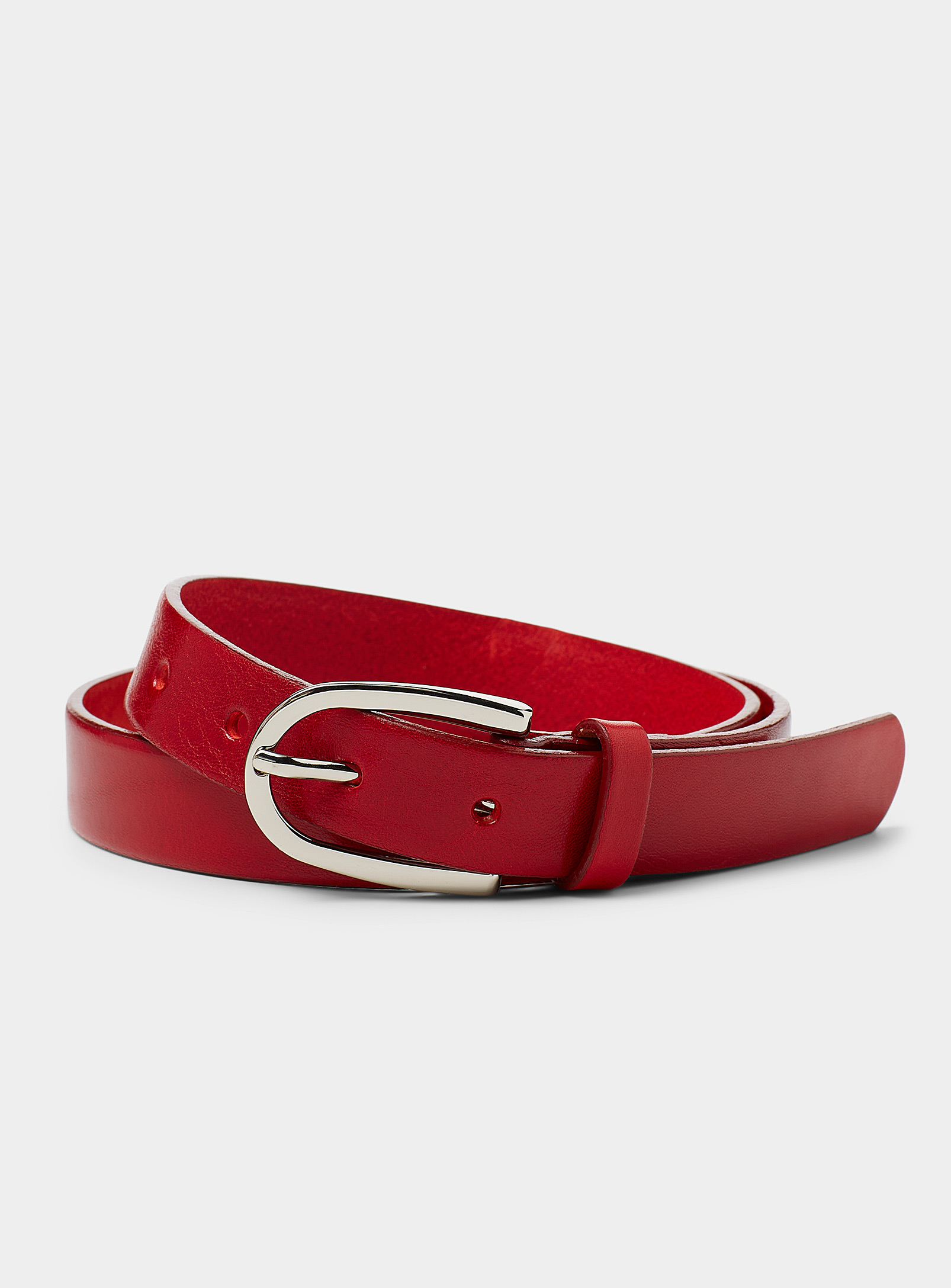 Simon's Slim Half-oval-buckle Belt In Red