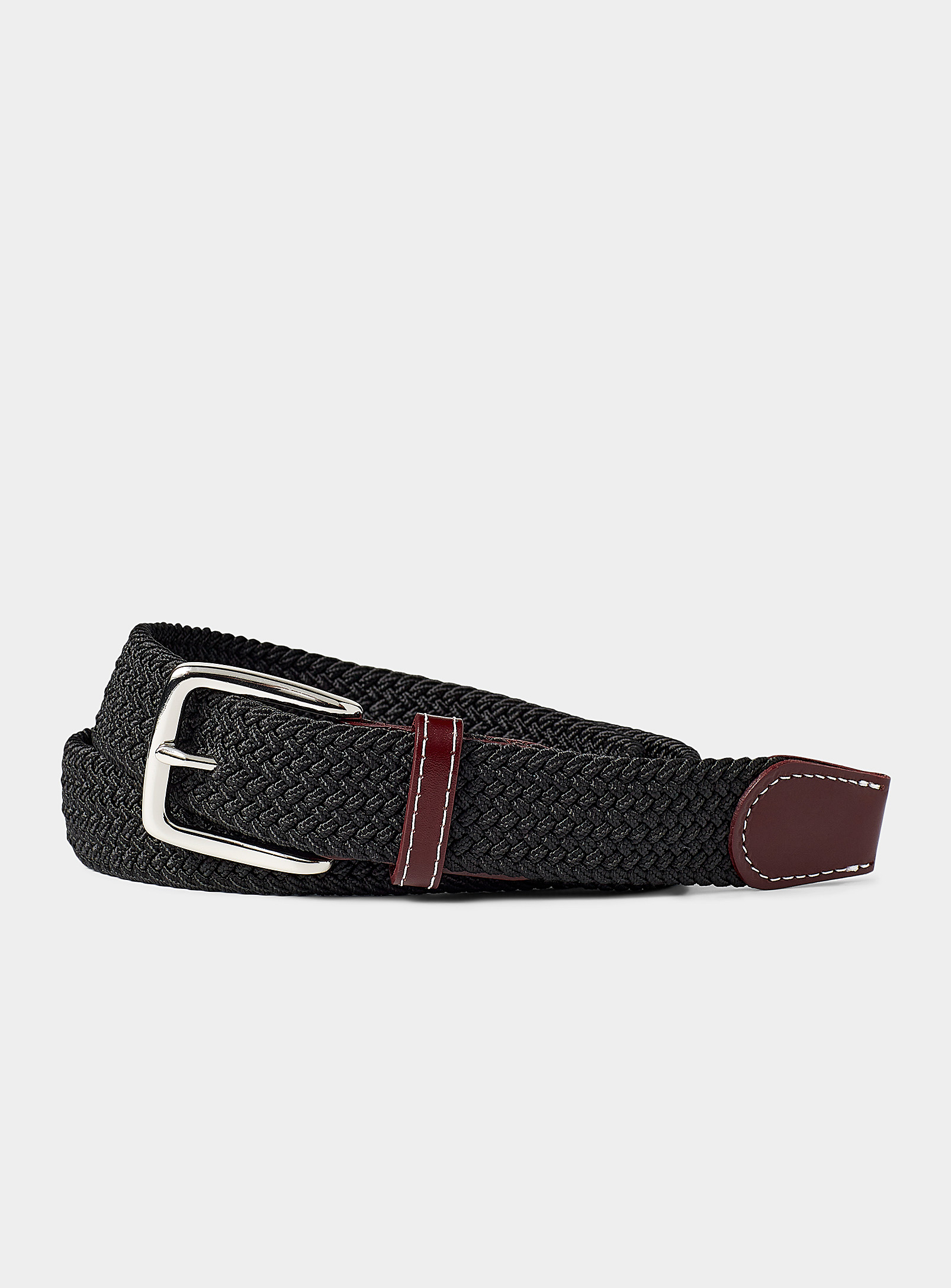 Le 31 Leather-accent Braided Belt In Black
