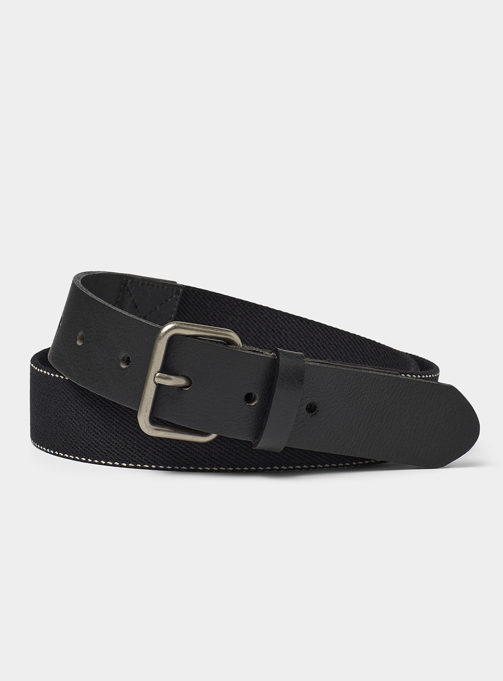 Le 31 Leather-accent Woven Belt Made In Canada In Black