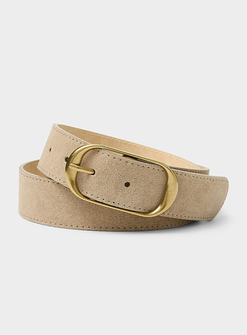 Longline buckle topstitched suede belt product image (primary)