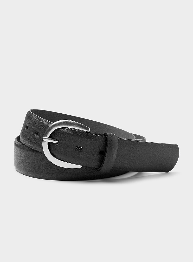 Metallic D Buckle Leather Belt