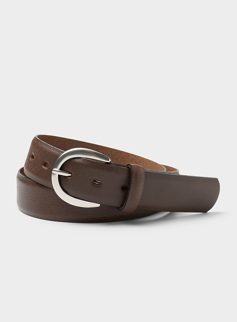 Metallic D buckle leather belt product image (primary)
