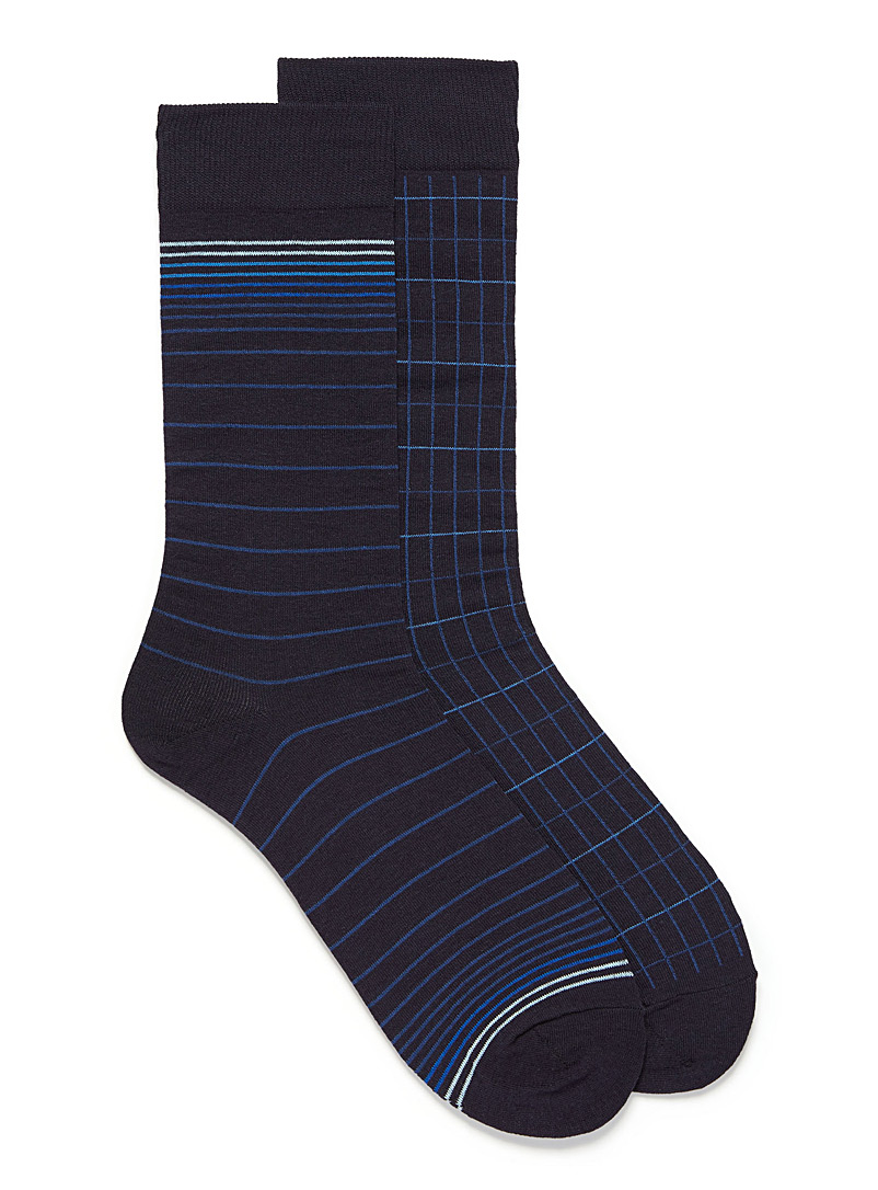 Le 31 Marine Blue Graded stripe sock 2-pack for men