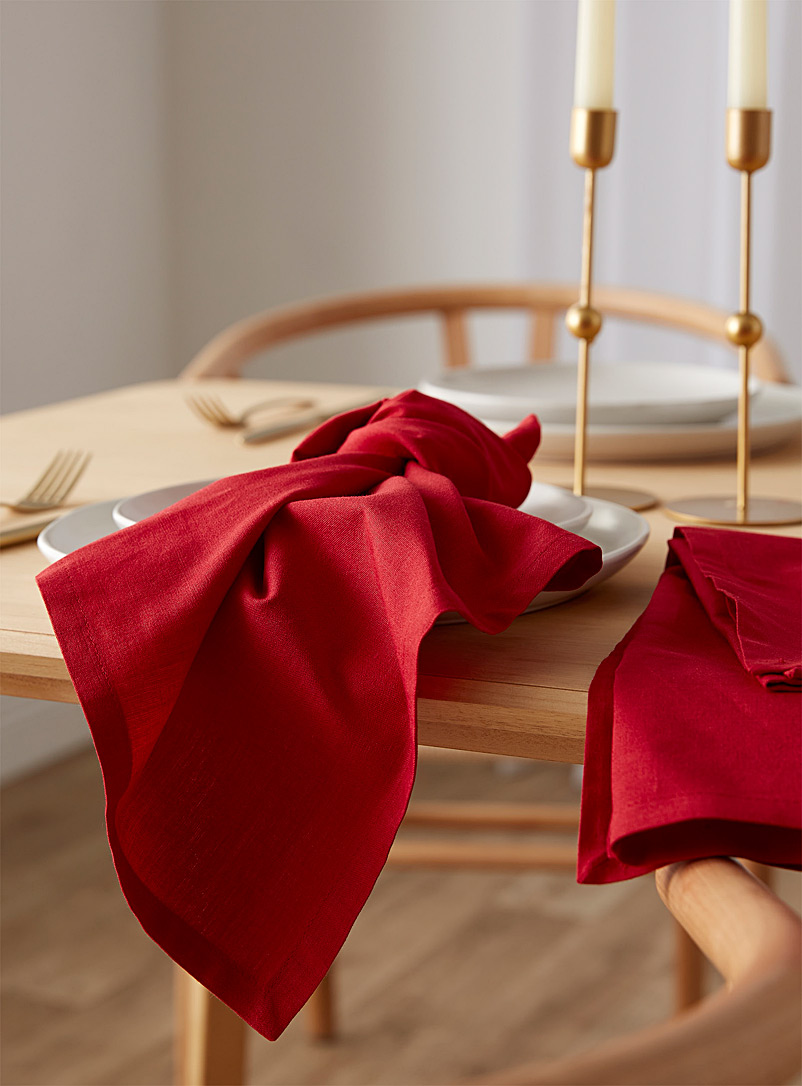 Simons Maison: Les serviettes de table coton bio rouges Ensemble de 2 Rouge